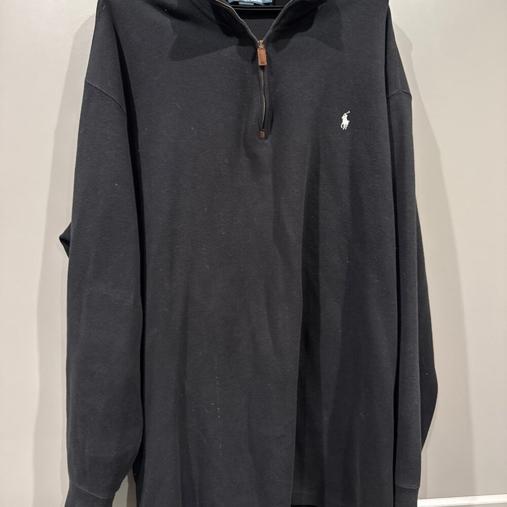 Polo Ralph Lauren 3XLT Sport Sweater Cotton Knitted 1/4 Zip Black